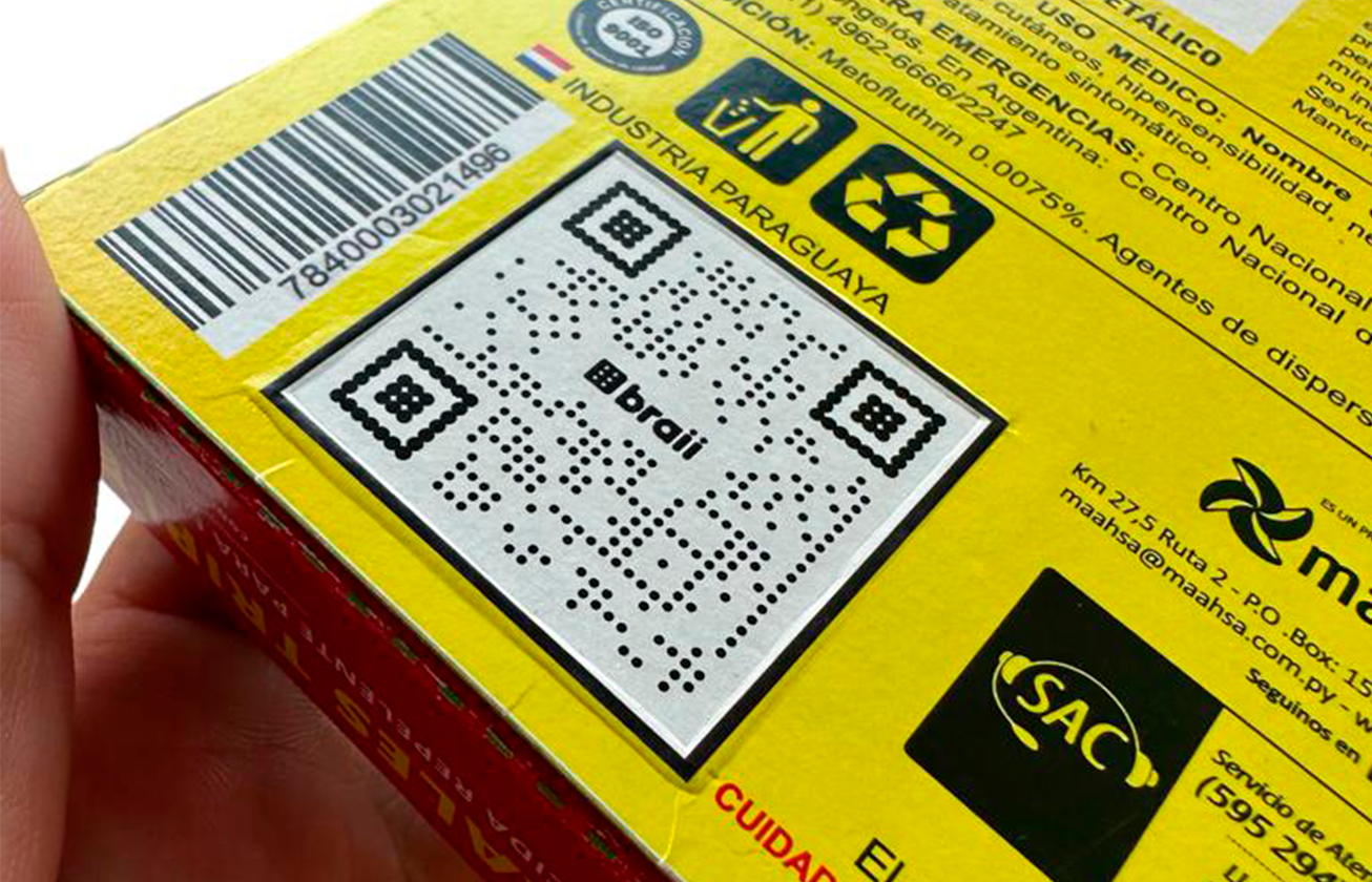 packaging con QR y relieve